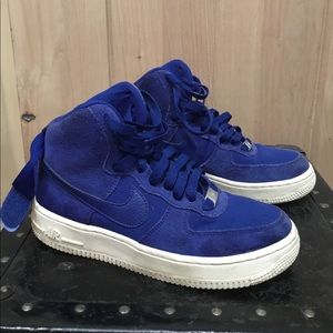 Nike Air Force 1 High Royal Blue Suede Kids Youth Basketball Size 4.5y